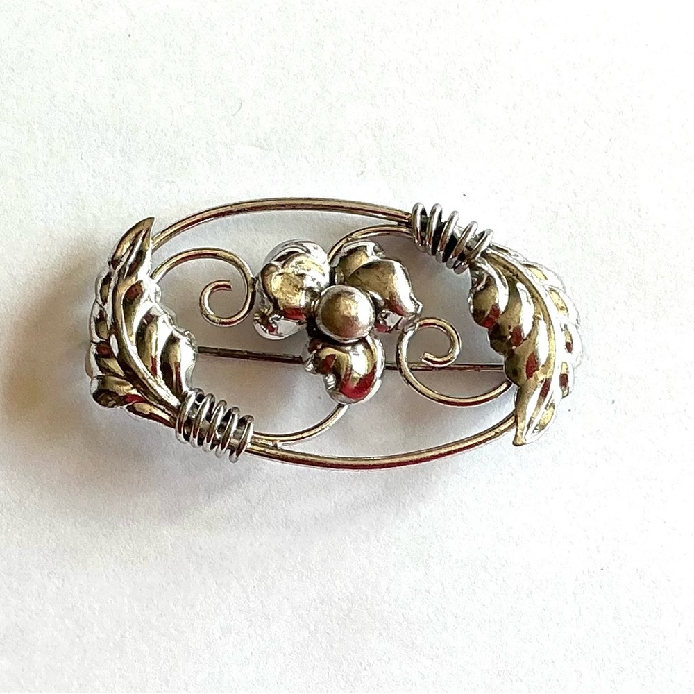 Vintage Boyd  Silver Floral Brooch